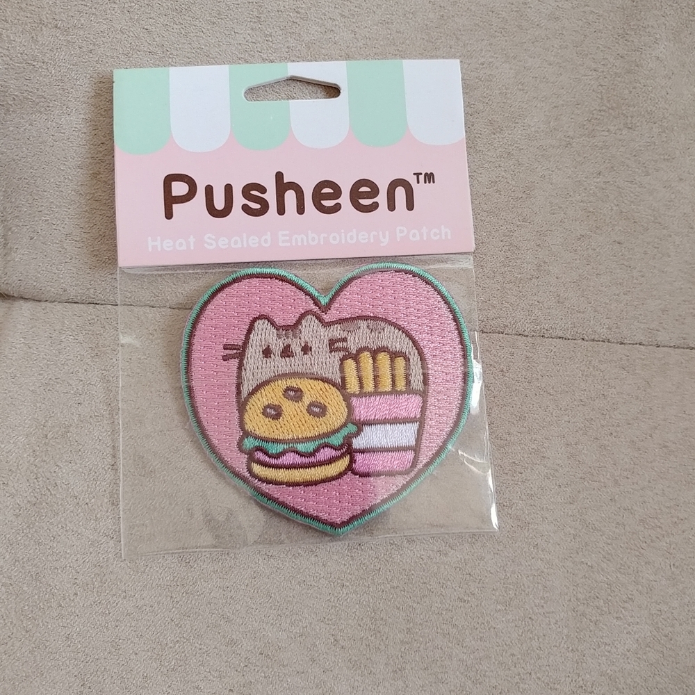 Pusheen fast food heart iron-on patch